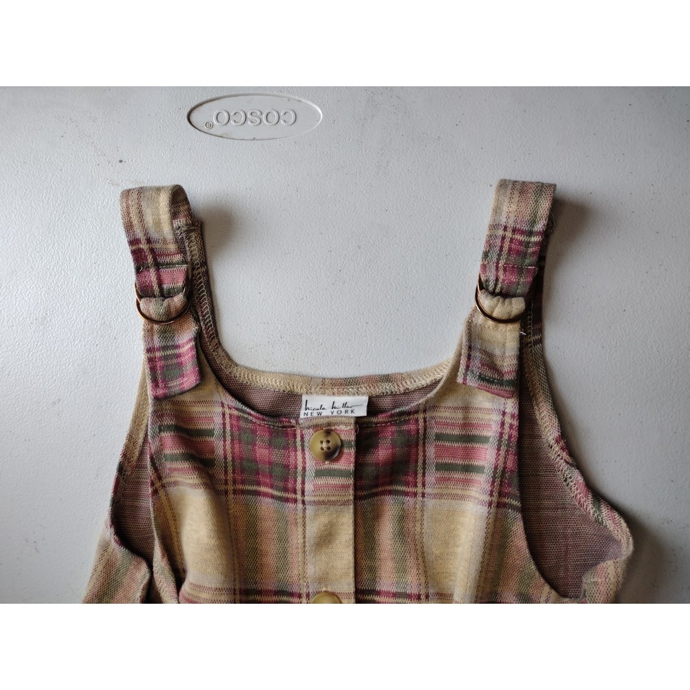 Nicole Miller New York‎ Kids Plaid Pinafore Dress Adjustable Buckle Belt Size 12 - Picture 4 of 6
